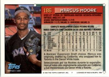 1994 Topps Bilingual #186 Marcus Moore Back