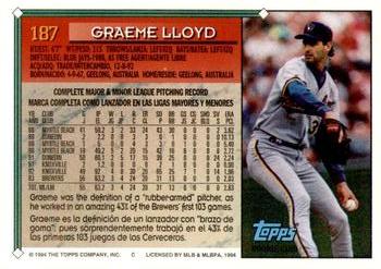 1994 Topps Bilingual #187 Graeme Lloyd Back
