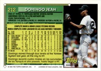 1994 Topps Bilingual #212 Domingo Jean Back
