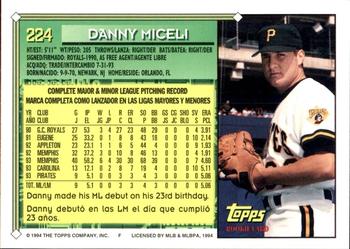 1994 Topps Bilingual #224 Danny Miceli Back