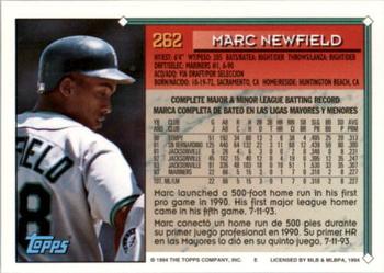 1994 Topps Bilingual #262 Marc Newfield Back