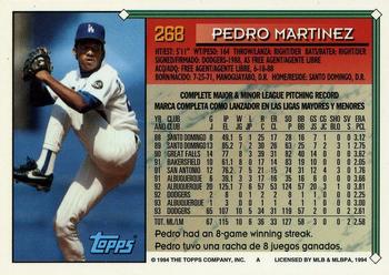 1994 Topps Bilingual #268 Pedro Martinez Back