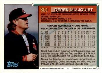 1994 Topps Bilingual #301 Derek Lilliquist Back