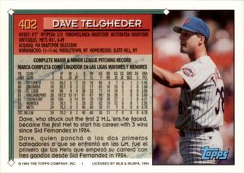 1994 Topps Bilingual #402 Dave Telgheder Back