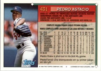 1994 Topps Bilingual #431 Pedro Astacio Back