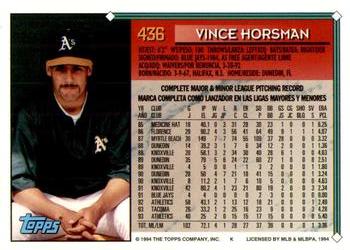 1994 Topps Bilingual #436 Vince Horsman Back
