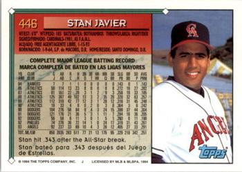 1994 Topps Bilingual #446 Stan Javier Back