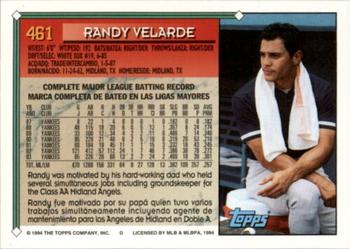 1994 Topps Bilingual #461 Randy Velarde Back
