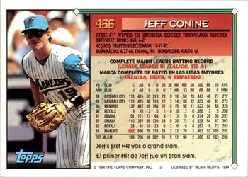 1994 Topps Bilingual #466 Jeff Conine Back