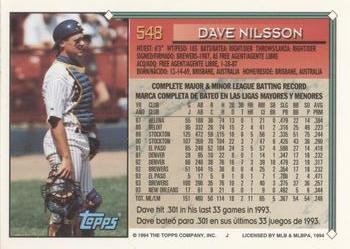 1994 Topps Bilingual #548 Dave Nilsson Back