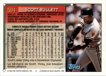 1994 Topps Bilingual #584 Scott Bullett Back