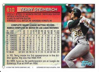 1994 Topps Bilingual #610 Terry Steinbach Back