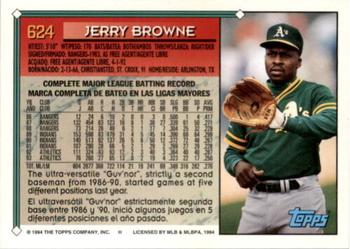 1994 Topps Bilingual #624 Jerry Browne Back