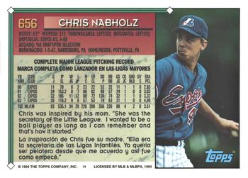1994 Topps Bilingual #656 Chris Nabholz Back