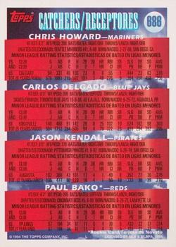 1994 Topps Bilingual #686 C Prospects (Chris Howard / Carlos Delgado / Jason Kendall / Paul Bako) Back