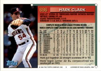 1994 Topps Bilingual #696 Mark Clark Back