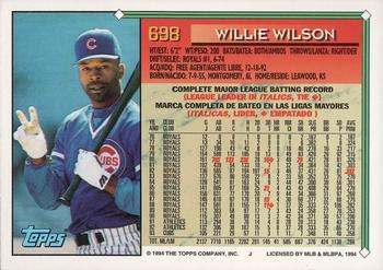 1994 Topps Bilingual #698 Willie Wilson Back