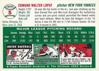 1994 Topps Archives 1954 - Gold #5 Ed Lopat Back