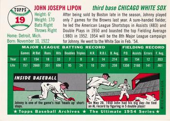 1994 Topps Archives 1954 - Gold #19 Johnny Lipon Back