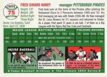 1994 Topps Archives 1954 - Gold #75 Fred Haney Back
