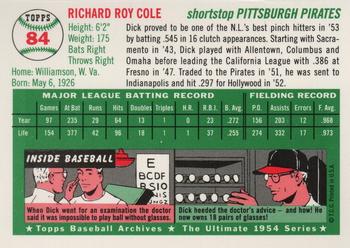1994 Topps Archives 1954 - Gold #84 Dick Cole Back