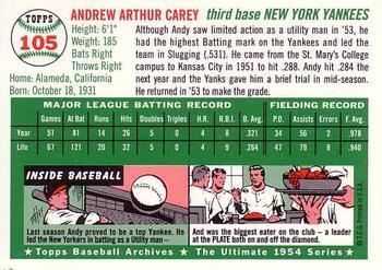 1994 Topps Archives 1954 - Gold #105 Andy Carey Back