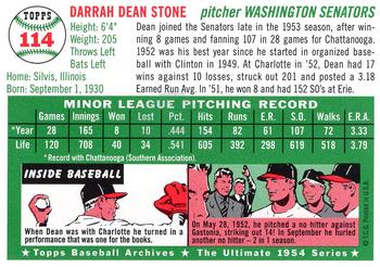 1994 Topps Archives 1954 - Gold #114 Dean Stone Back