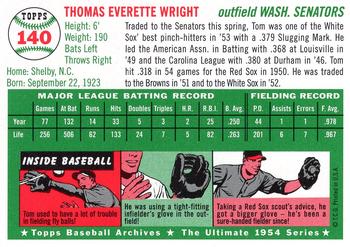 1994 Topps Archives 1954 - Gold #140 Tom Wright Back