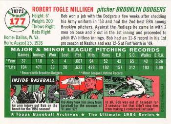 1994 Topps Archives 1954 - Gold #177 Bob Milliken Back