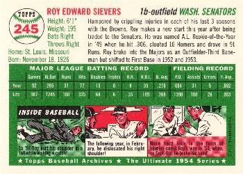 1994 Topps Archives 1954 - Gold #245 Roy Sievers Back