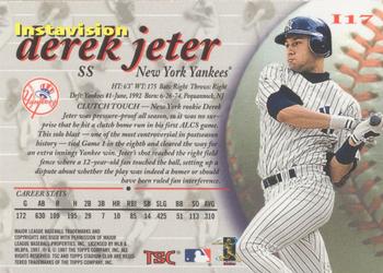 1997 Stadium Club - Instavision #I17 Derek Jeter Back