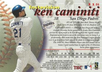 1997 Stadium Club - Instavision #I18 Ken Caminiti Back