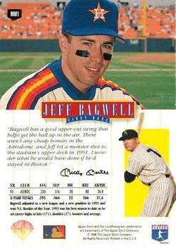 1994 Upper Deck - Mickey Mantle's Long Shots Electric Diamond #MM1 Jeff Bagwell Back