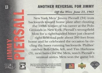 1994 Upper Deck All-Time Heroes - 125th Anniversary #13 Jimmy Piersall Back
