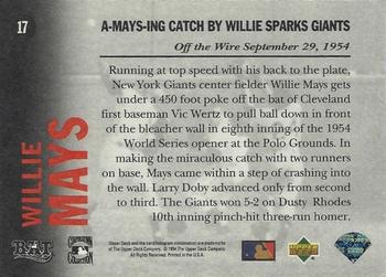 1994 Upper Deck All-Time Heroes - 125th Anniversary #17 Willie Mays Back
