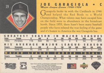 1994 Upper Deck All-Time Heroes - 125th Anniversary #19 Joe Garagiola Back