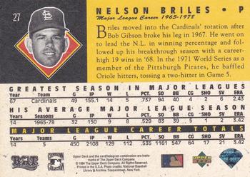 1994 Upper Deck All-Time Heroes - 125th Anniversary #27 Nelson Briles Back