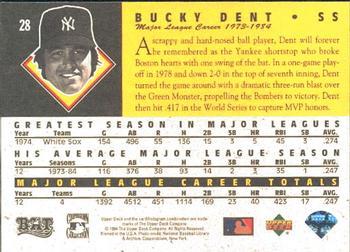 1994 Upper Deck All-Time Heroes - 125th Anniversary #28 Bucky Dent Back