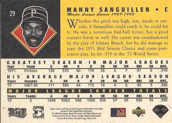 1994 Upper Deck All-Time Heroes - 125th Anniversary #29 Manny Sanguillen Back