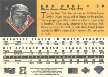 1994 Upper Deck All-Time Heroes - 125th Anniversary #33 Ron Hunt Back