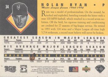 1994 Upper Deck All-Time Heroes - 125th Anniversary #34 Nolan Ryan Back