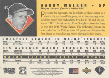 1994 Upper Deck All-Time Heroes - 125th Anniversary #43 Harry Walker Back