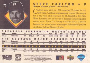 1994 Upper Deck All-Time Heroes - 125th Anniversary #70 Steve Carlton Back