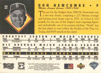 1994 Upper Deck All-Time Heroes - 125th Anniversary #72 Don Newcombe Back