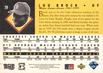 1994 Upper Deck All-Time Heroes - 125th Anniversary #79 Lou Brock Back