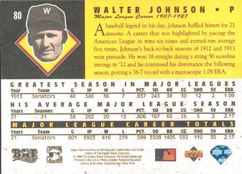 1994 Upper Deck All-Time Heroes - 125th Anniversary #80 Walter Johnson Back