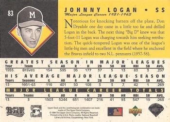 1994 Upper Deck All-Time Heroes - 125th Anniversary #83 Johnny Logan Back