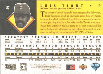 1994 Upper Deck All-Time Heroes - 125th Anniversary #87 Luis Tiant Back