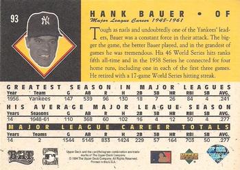 1994 Upper Deck All-Time Heroes - 125th Anniversary #93 Hank Bauer Back