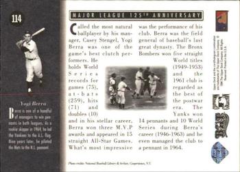 1994 Upper Deck All-Time Heroes - 125th Anniversary #114 Yogi Berra Back